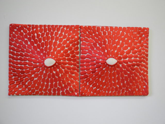 dessin, fil rouge et brodés sur papier