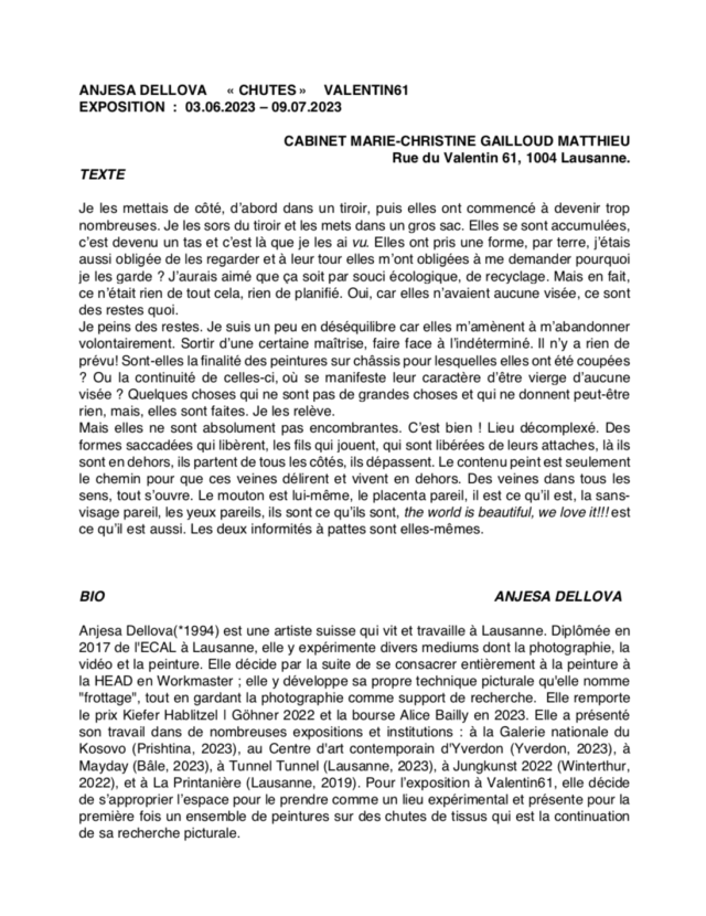 Anjesa Dellova, Chutes